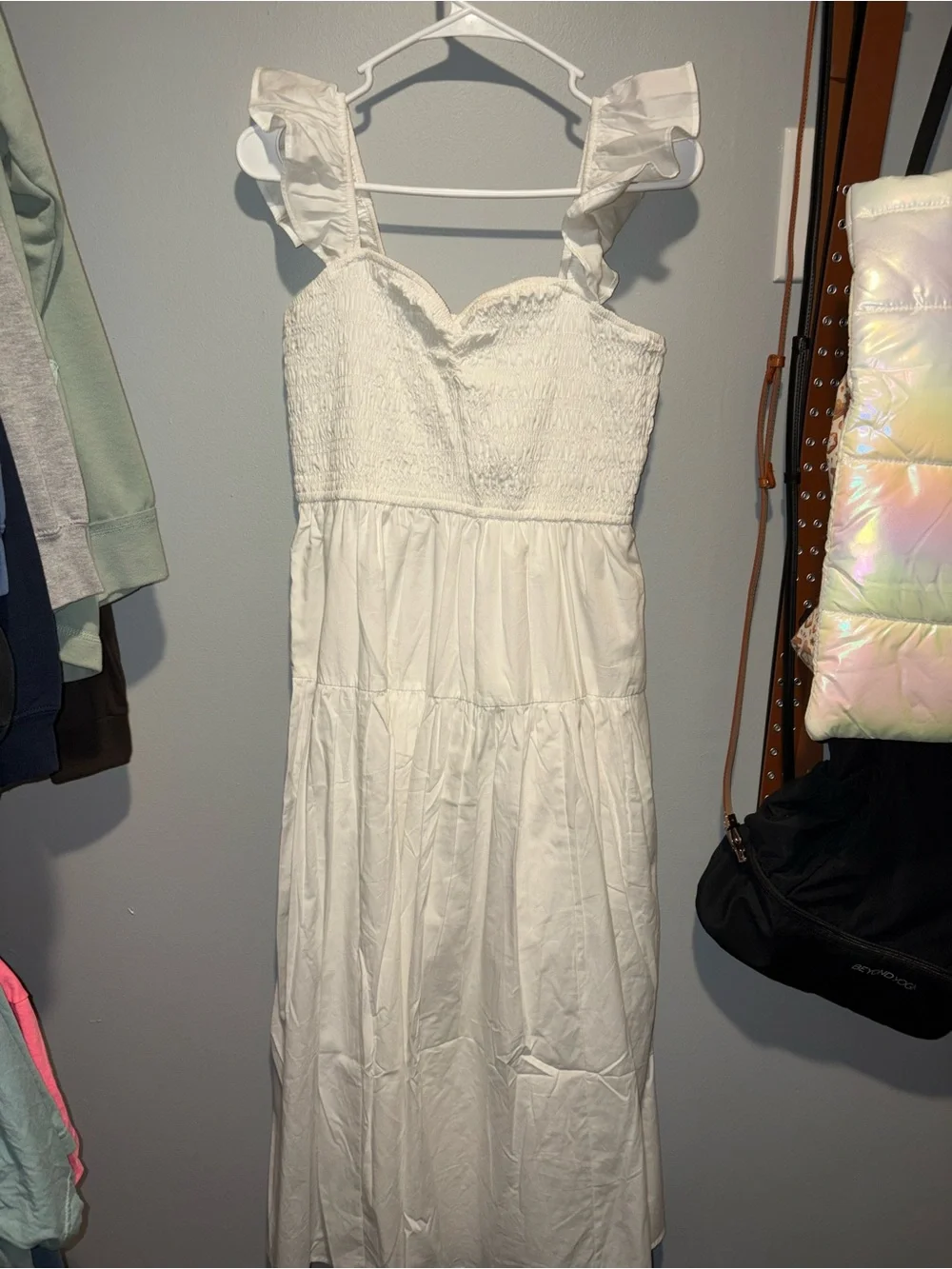 Abercrombie & Fitch White Smocked Strap Sundress